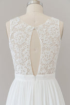 Abito da sposa bohemien a linea ad A con spalline e pizzo