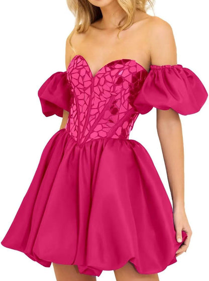 A Line Off the Shoulder Short Homecoming Dress