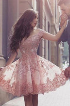 Charming Blush Off Shoulder Homecoming Dresses with Appliques
