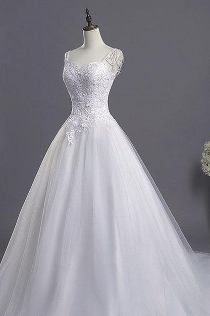 Schatz Perlen Applikationen Brautkleid Neue Ankunft Tüll Plissee Braut trägt