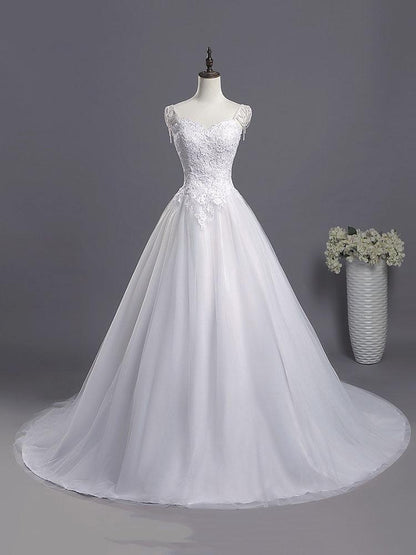 Schatz Perlen Applikationen Brautkleid Neue Ankunft Tüll Plissee Braut trägt