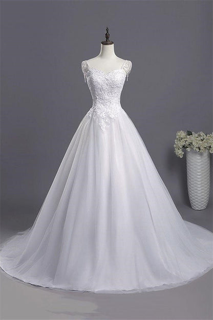 Schatz Perlen Applikationen Brautkleid Neue Ankunft Tüll Plissee Braut trägt
