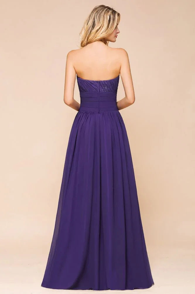 Vestido de Dama de Honra de Chiffon Jardim Coração Vestido de Festa Sem Alças