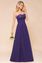 Vestido de Dama de Honra de Chiffon Jardim Coração Vestido de Festa Sem Alças