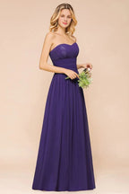 Vestido de Dama de Honra de Chiffon Jardim Coração Vestido de Festa Sem Alças