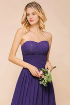 Vestido de Dama de Honra de Chiffon Jardim Coração Vestido de Festa Sem Alças