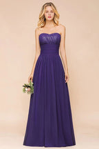 Vestido de Dama de Honra de Chiffon Jardim Coração Vestido de Festa Sem Alças