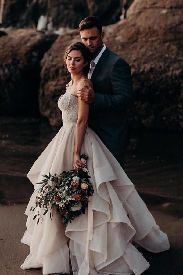 Sweetheart Neck Brautkleider Perlen Mieder Brautkleider