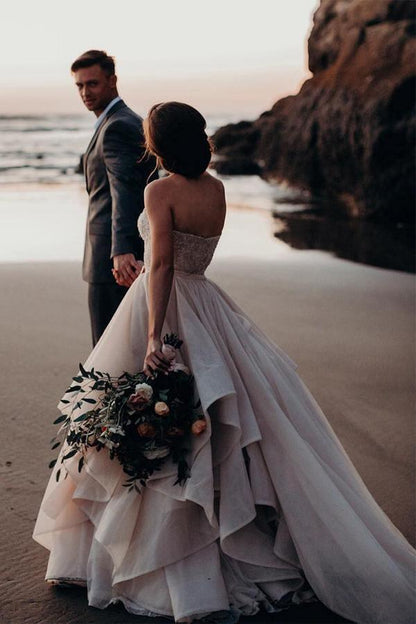 Sweetheart Neck Brautkleider Perlen Mieder Brautkleider