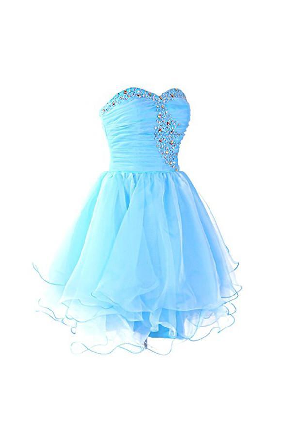 Abiti da ballo di fine anno in organza azzurra a cuore Abiti da festa