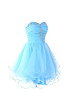 Abiti da ballo di fine anno in organza azzurra a cuore Abiti da festa