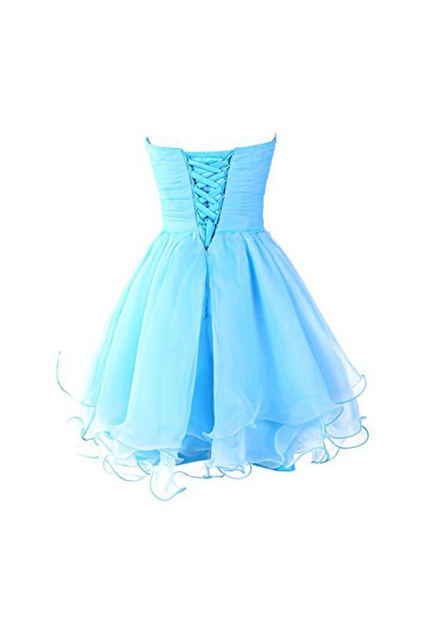 Abiti da ballo di fine anno in organza azzurra a cuore Abiti da festa