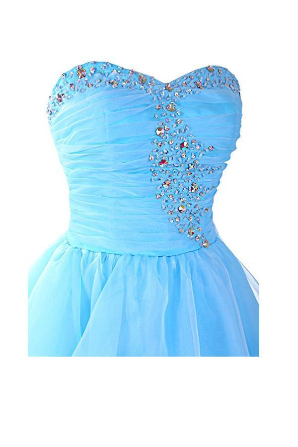 Abiti da ballo di fine anno in organza azzurra a cuore Abiti da festa