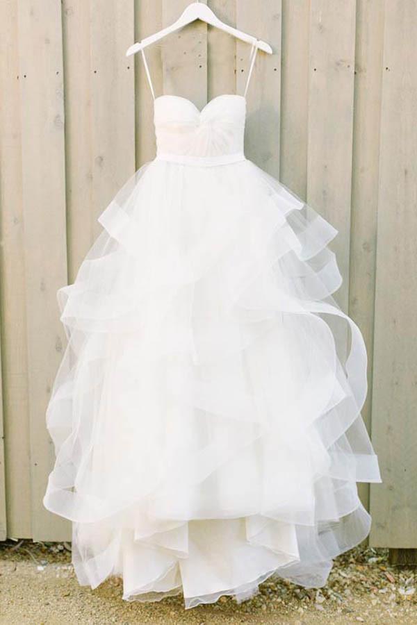 Sweetheart Ruffles Tulle A-line Wedding Dress Bride Gowns