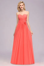 Abito da sera a campana senza maniche con volant Sweetheart in chiffon, abito da damigella a linea ad A