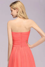 Abito da sera a campana senza maniche con volant Sweetheart in chiffon, abito da damigella a linea ad A