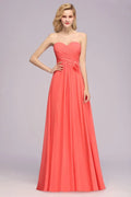Abito da sera a campana senza maniche con volant Sweetheart in chiffon, abito da damigella a linea ad A
