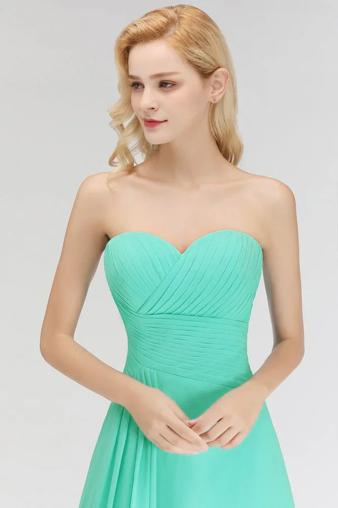 Sweetheart Strapless Floor Length Ruffles Top Bridesmaid Dress