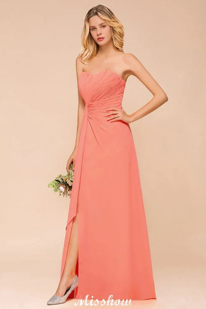 Robe de demoiselle d'honneur longue en mousseline, bustier sans bretelles avec volants, robe longue de demoiselle d'honneur principale