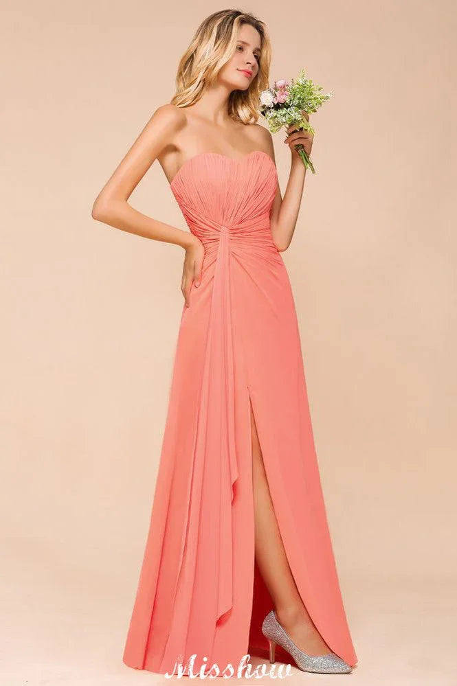 Robe de demoiselle d'honneur longue en mousseline, bustier sans bretelles avec volants, robe longue de demoiselle d'honneur principale