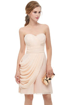 Sweetheart Strapless Ruffles Chiffon Aline Short Homecoming Dress