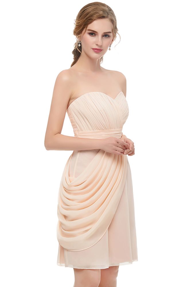 Sweetheart Strapless Ruffles Chiffon Aline Short Homecoming Dress