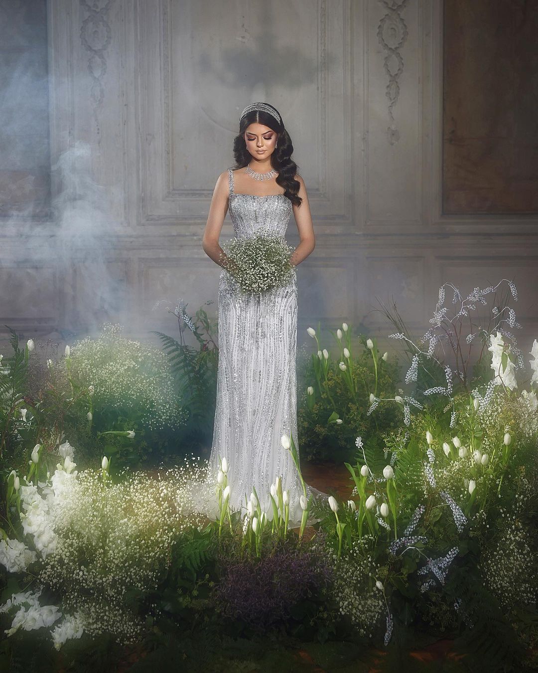 Trendy Floor Length Square Spaghetti Straps Sleeveless Mermaid Lace Wedding Dress