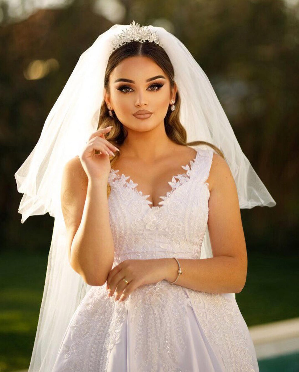 Sweetheart Spaghetti Strap Floor Length Satin Wedding Dress Beaded