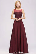 Abito da damigella senza maniche in chiffon e tulle con perline e pizzo, lungo fino a terra, linea a trapezio, abito da festa