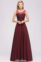 Abito da damigella senza maniche in chiffon e tulle con perline e pizzo, lungo fino a terra, linea a trapezio, abito da festa