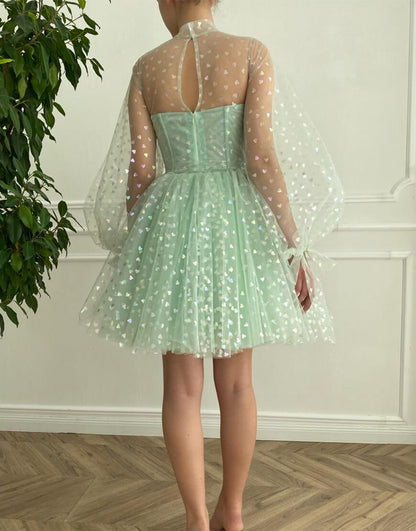 Gemma | A-Linien-Korsett-Heimkehrkleid mit Ärmeln