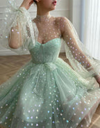 Gemma | Abito da rientro a corpetto a linea ad A con maniche