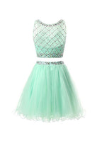 Two Piece Mint Tulle Homecoming Dresses Prom Dresses