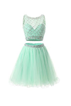 Two Piece Mint Tulle Homecoming Dresses Prom Dresses