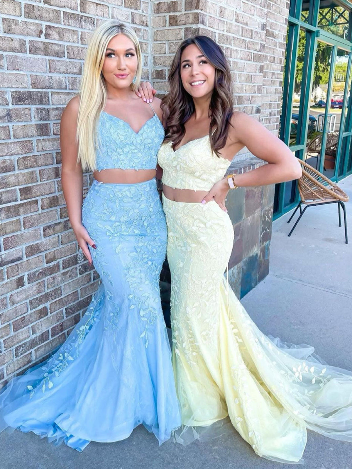 Abito da sera lungo a due pezzi con scollo a cuore, pizzo e tulle, stile sirena, elegante e formale