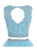 Two Pieces Prom Dresses Applique Short Homecoming Dresses