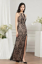 Unique V-Neck Sleeveless Mermaid Front-Split Tulle Prom Dresses with Appliques