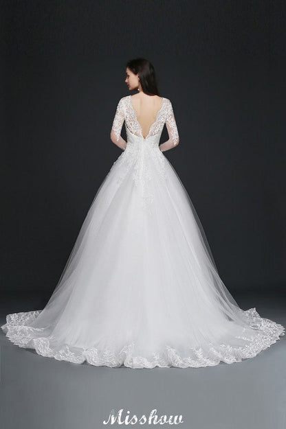 V-Ausschnitt Ballkleid Spitze Tüll Brautkleider