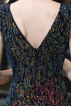 V-Neck Sequins Long Evening Dress With Split