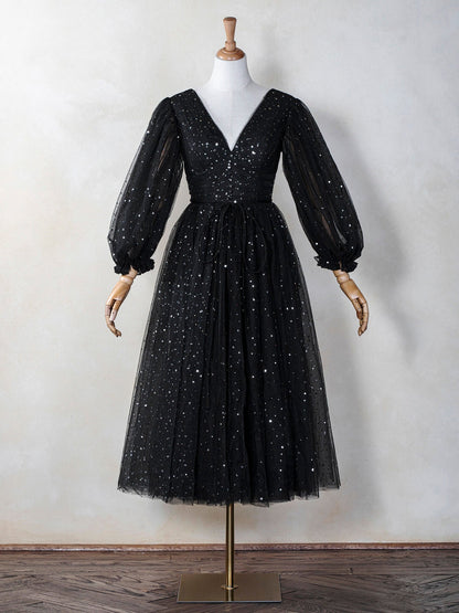 Vestido con escote en V de noche estrellada