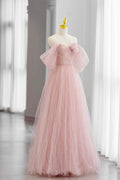 Tulle Floor Length Prom Dress, Cute A-Line Evening Party Dress