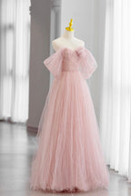 Tulle Floor Length Prom Dress, Cute A-Line Evening Party Dress
