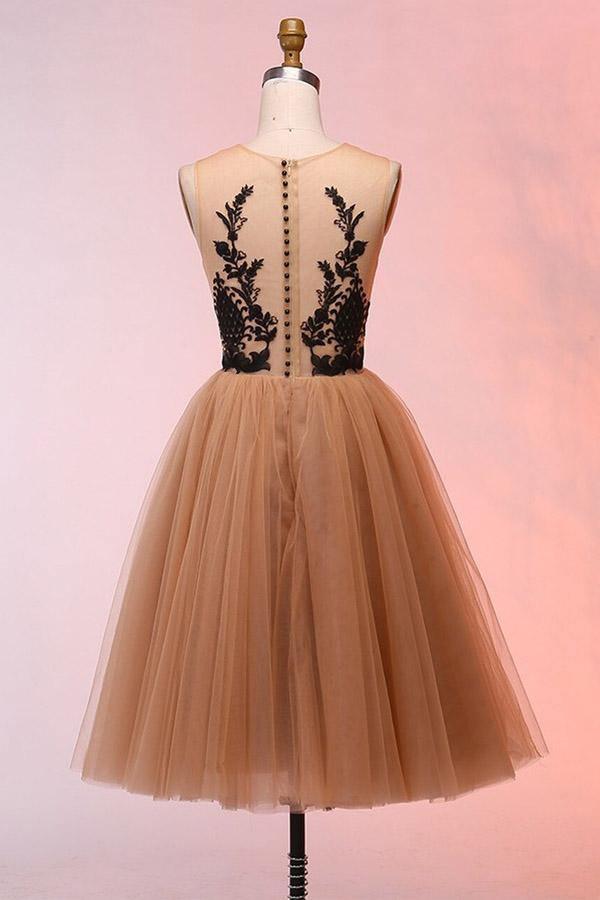Vintage Short Tulle Appliques Homecoming Dress Short Prom Dress