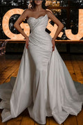 Vintage Strapless Mermaid Satin Wedding Dress With Sequined Sleeveless Design