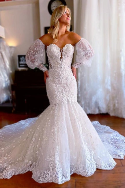 Vintage Sweetheart Lace Sleeveless Mermaid Wedding Dress Bridal Gowns