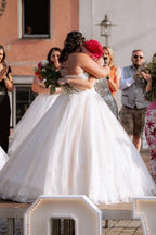 Ivory Sweetheart Sleeveless Ball Gown Wedding Dress With Appliques