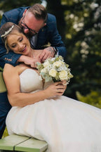 Ivory Sweetheart Sleeveless Ball Gown Wedding Dress With Appliques