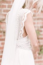 Wedding Dresses Modest Deep V-neck  Beach Open Back Bridal Gowns