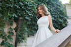 Wedding Dresses Scoop  A-line Long Train Simple Satin Bridal Gown