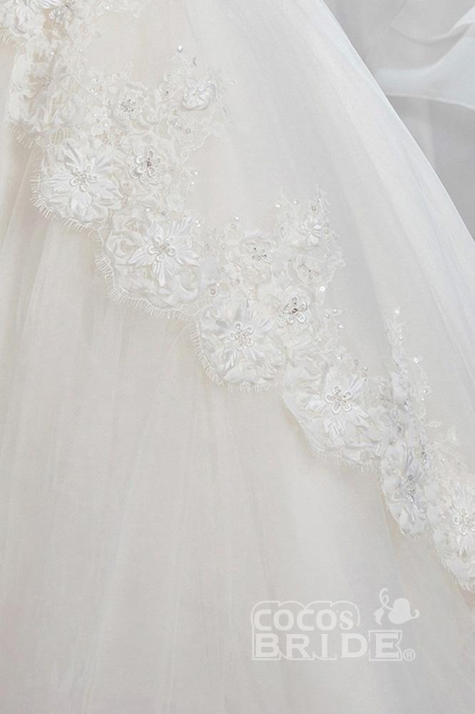 Numbersea White Off The Shoulder Half Sleeve Ball Gown Flower Girls Dress
